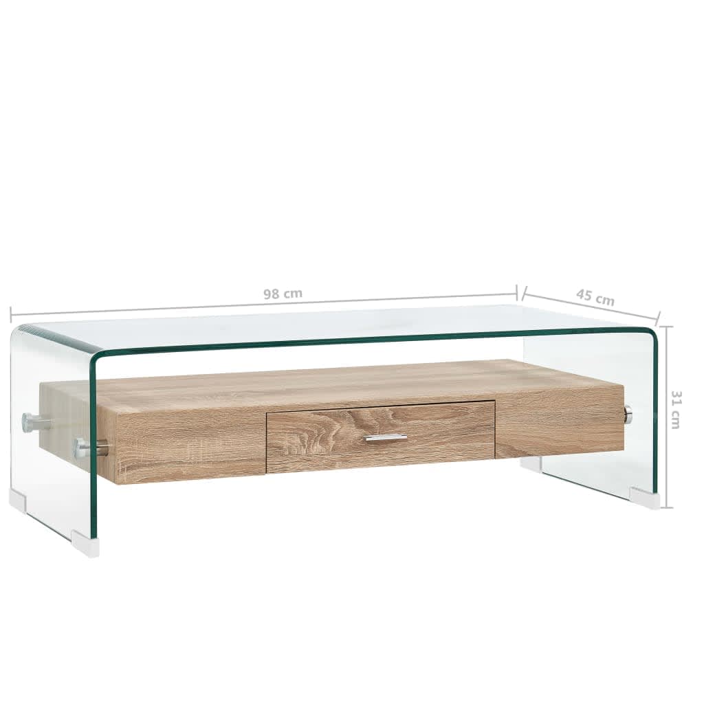 vidaXL Sohvapöytä kirkas 98x45x31 cm karkaistu lasi