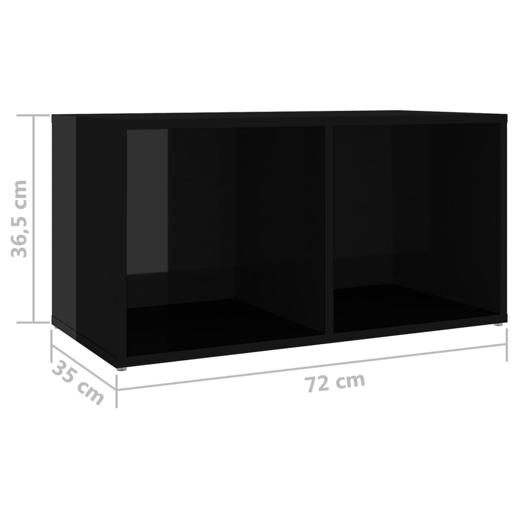 vidaXL TV-tasot 2 kpl korkeakiilto musta 72x35x36,5 cm lastulevy