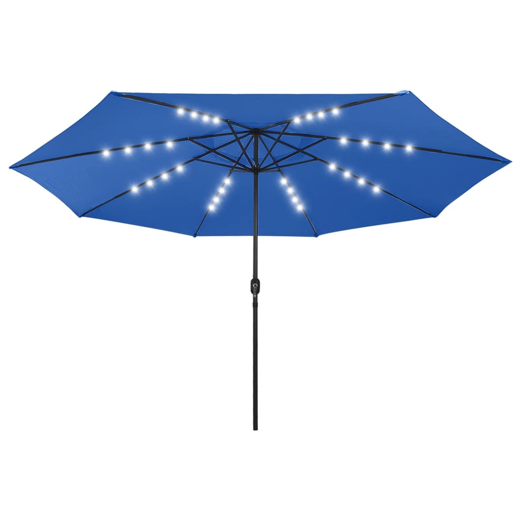 vidaXL Aurinkovarjo LED-valot ja metallitanko 400 cm taivaansininen