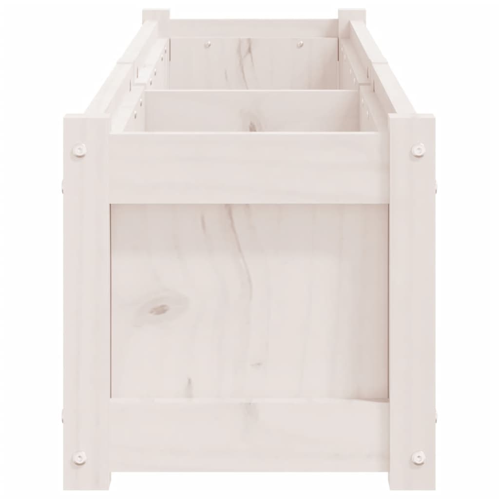 vidaXL Ulkokukkalaatikko valkoinen 150x31x31 cm täysi mänty