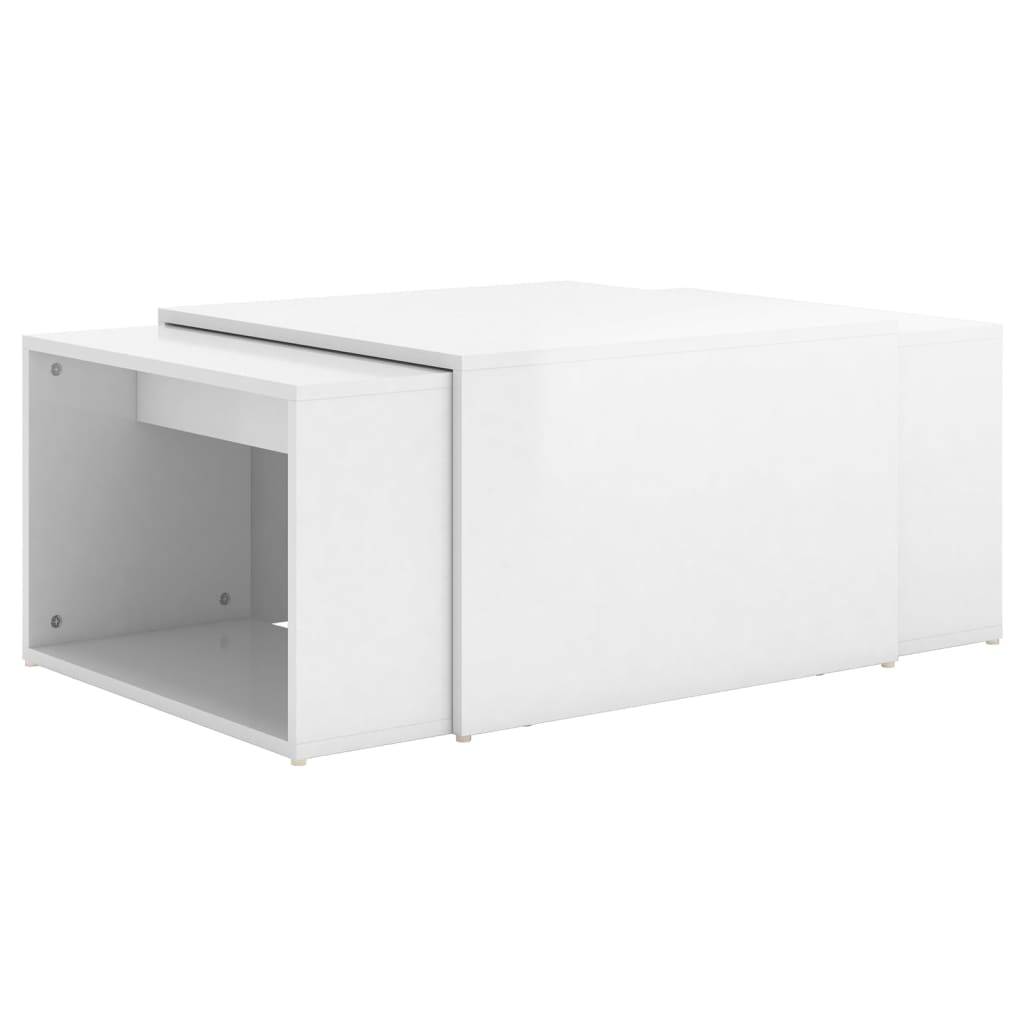 vidaXL 3-osainen sohvapöytäsarja korkeakiilto valkoinen 60x60x38 cm