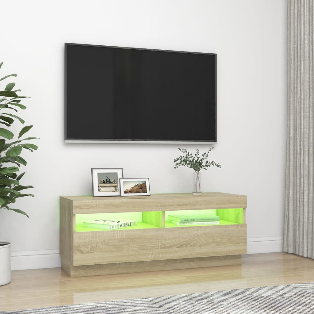 vidaXL TV-taso LED-valoilla Sonoma-tammi 100x35x40 cm