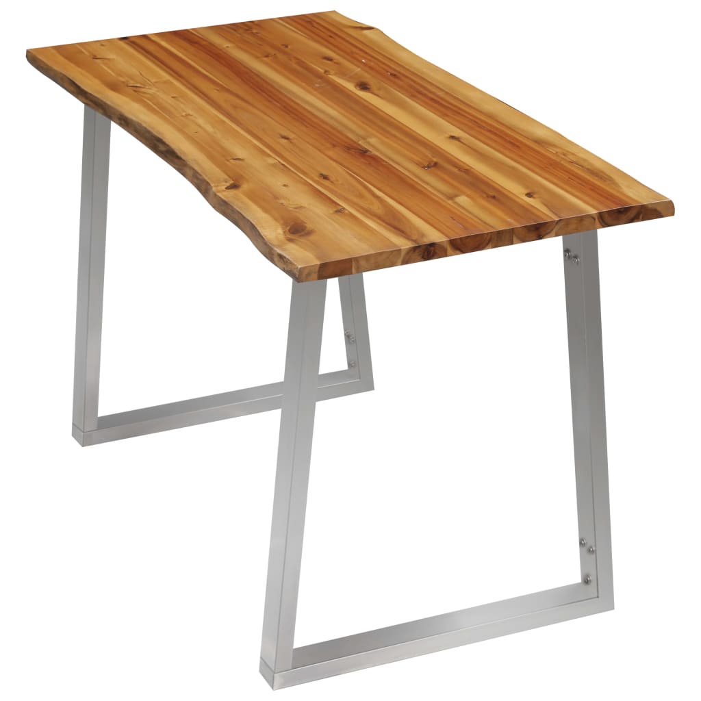 vidaXL Ruokapöytä 120x65x75 cm täysi akaasiapuu ja ruostumaton teräs