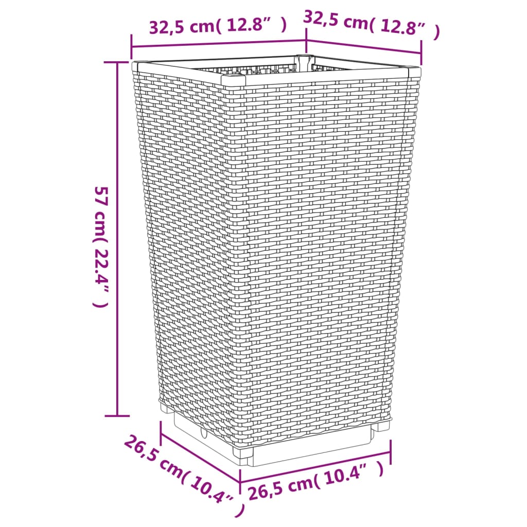 vidaXL Ulkokukkalaatikot 2 kpl harmaa 32,5x32,5x57 cm PP