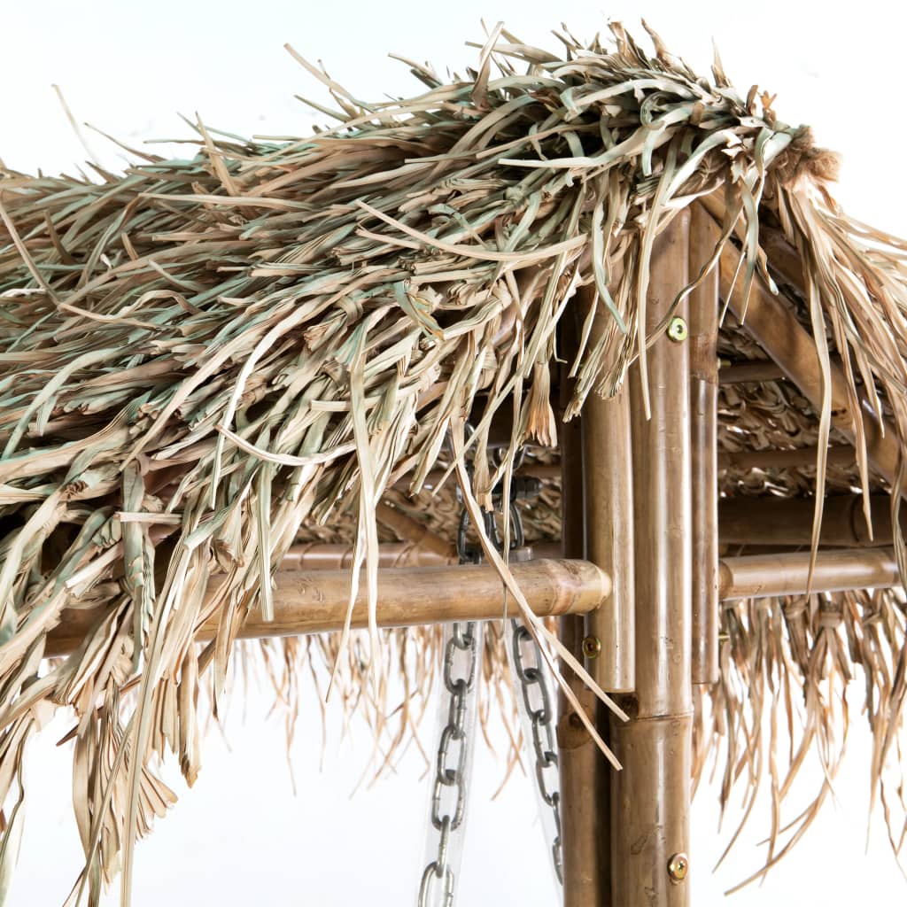 vidaXL 2-istuttava keinupenkki palmunoksilla bambu 202 cm