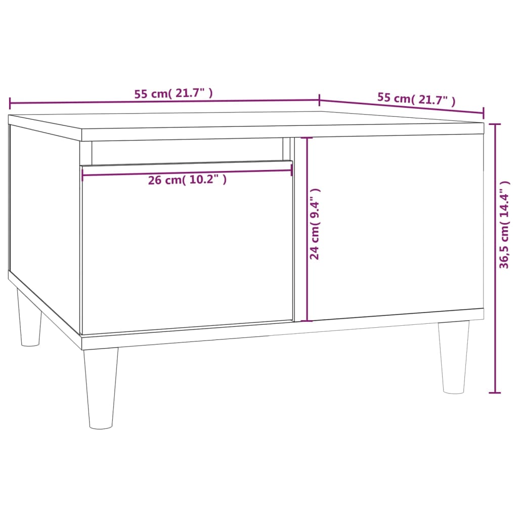 vidaXL Sohvapöytä betoninharmaa 55x55x36,5 cm tekninen puu