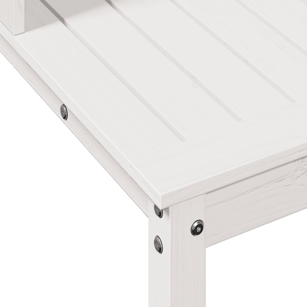 vidaXL Ruukutuspöytä hyllyllä valkoinen 82,5x50x109,5 cm täysi mänty