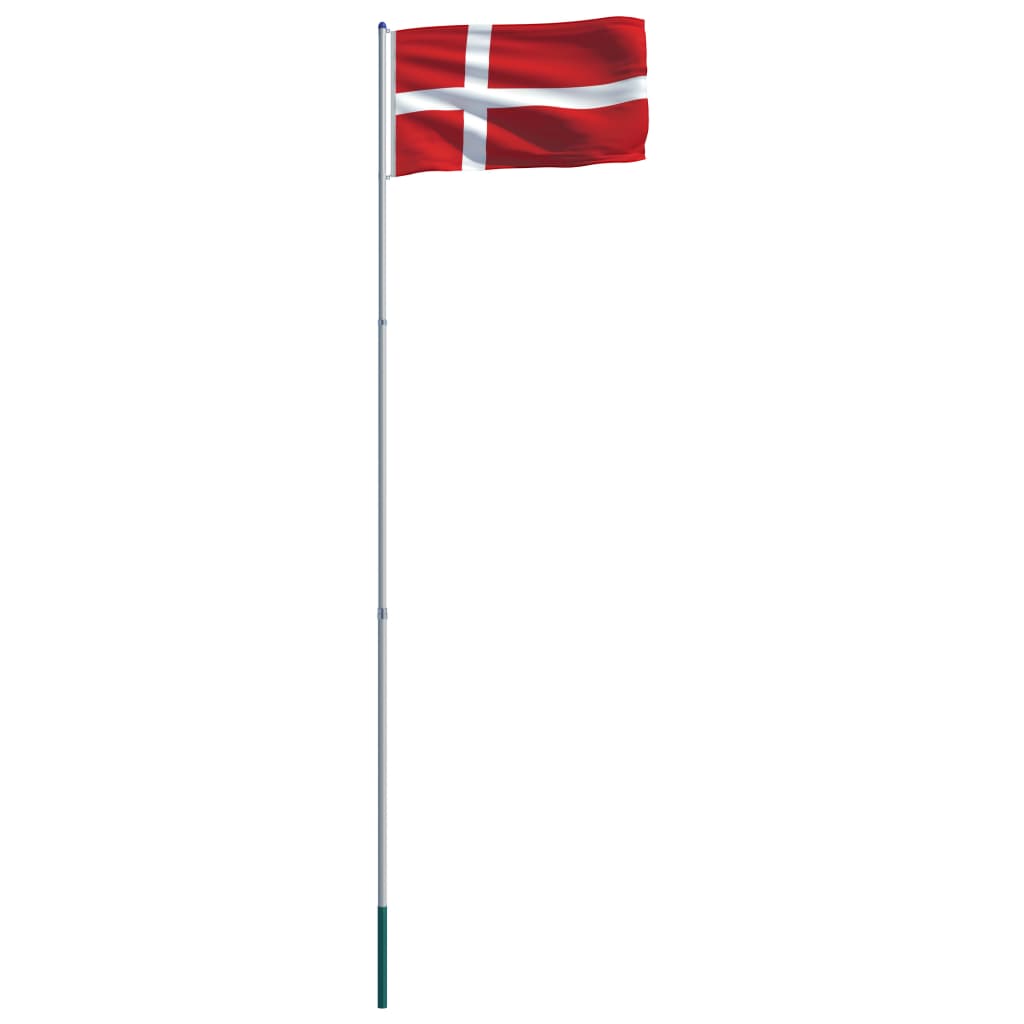 vidaXL Tanskan lippu ja tanko alumiini 6 m