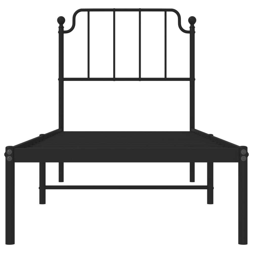 vidaXL Metallinen sängynrunko päädyllä musta 75x190 cm