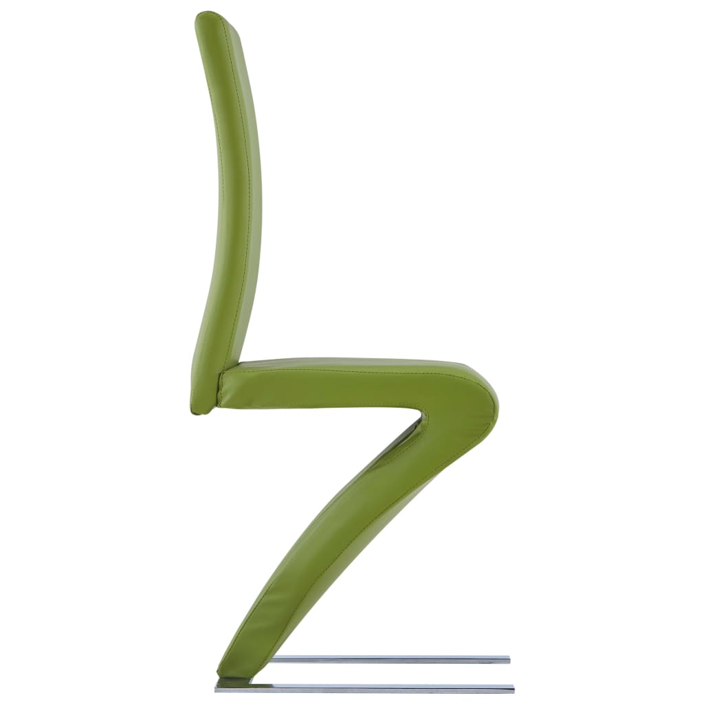 vidaXL Ruokailutuoli Zigzag-muoto 2 kpl vihreä keinonahka