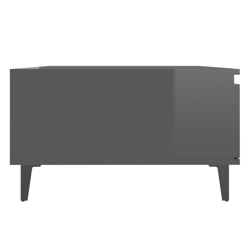 vidaXL Sohvapöytä korkeakiilto harmaa 90x60x35 cm lastulevy