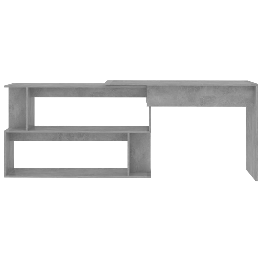 vidaXL Kulmapöytä betoninharmaa 200x50x76 cm lastulevy