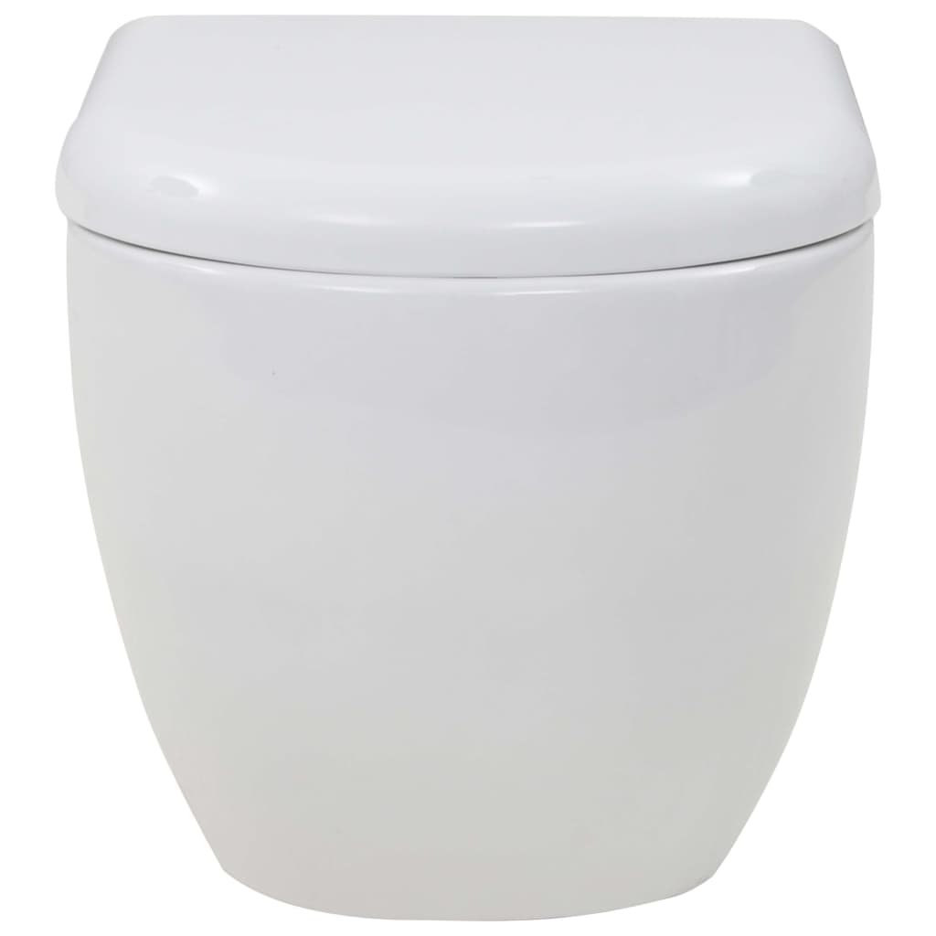vidaXL Seinään kiinnitettävä WC-istuin keraaminen valkoinen