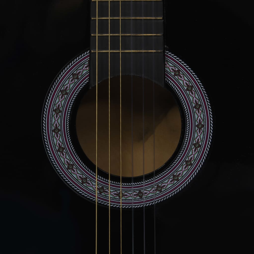 vidaXL 8-osainen klassinen kitara aloittelijan sarja musta 3/4 36"
