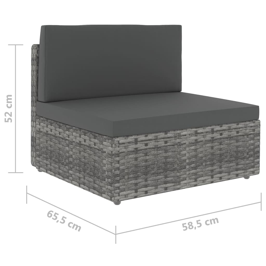 vidaXL 9-osainen Puutarhasohvasarja tyynyillä harmaa polyrottinki