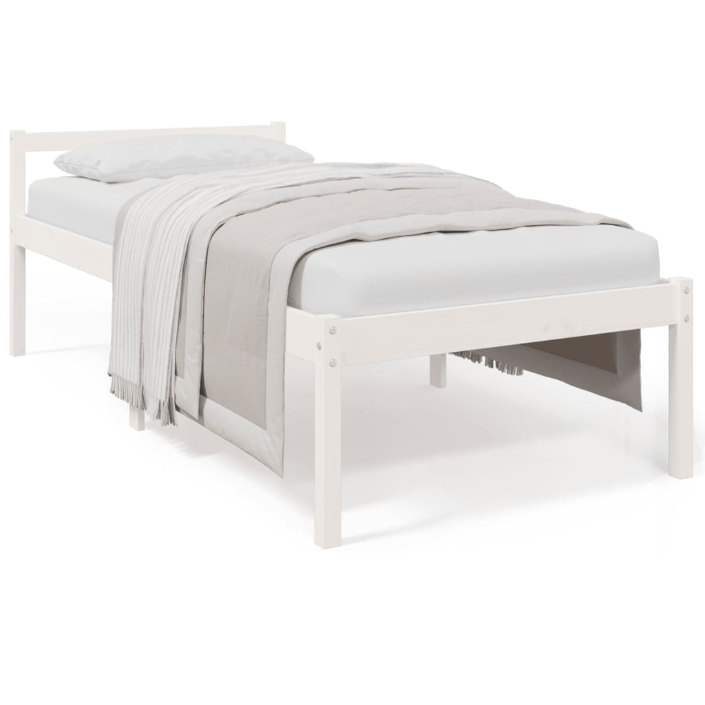 vidaXL Vanhusten sänky valkoinen 75x190 cm Small Single täysi mänty