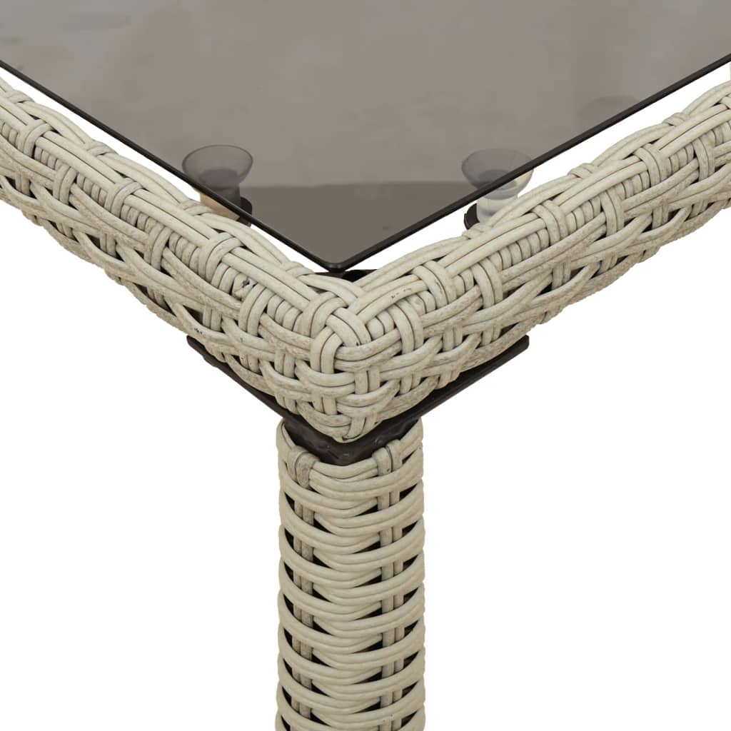 vidaXL Puutarhapöytä lasipöytälevy v.harmaa 115x54x74 cm polyrottinki