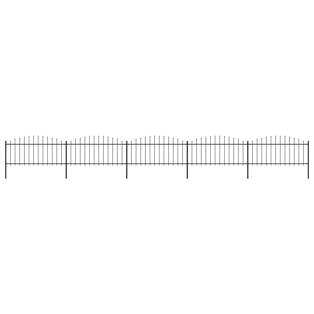 vidaXL Puutarha-aita keihäskärjillä teräs (0,5-0,75)x8,5 m musta