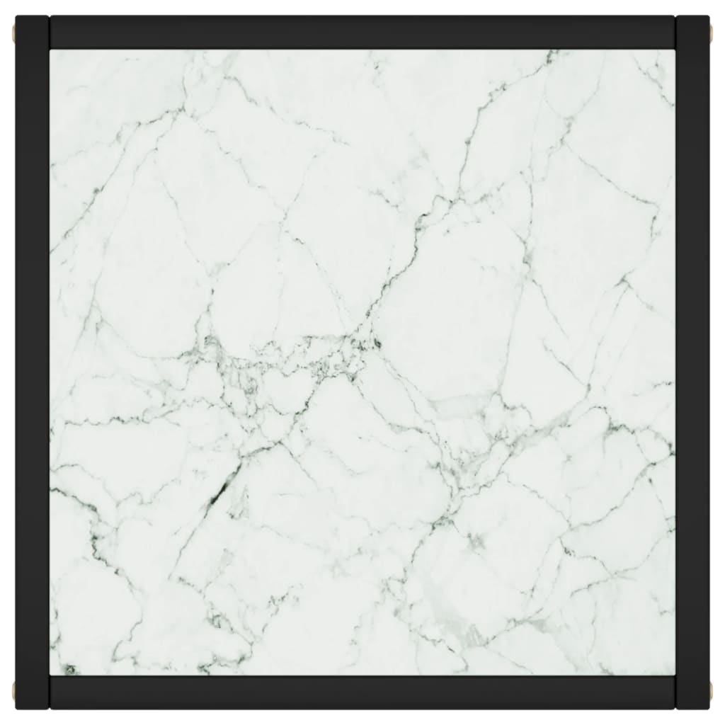 vidaXL Sohvapöytä mustavalkoisella marmorilasilla 40x40x50 cm