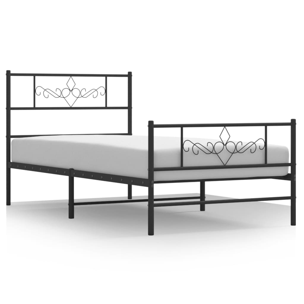 vidaXL Metallinen sängynrunko päädyillä musta 90x190 cm