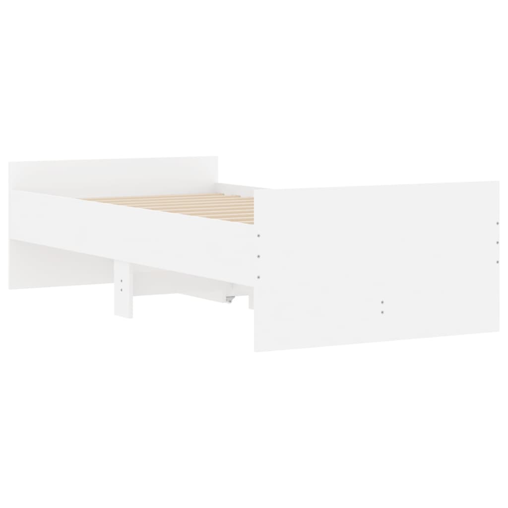 vidaXL Sängynrunko laatikoilla valkoinen 75x190 cm Small Single