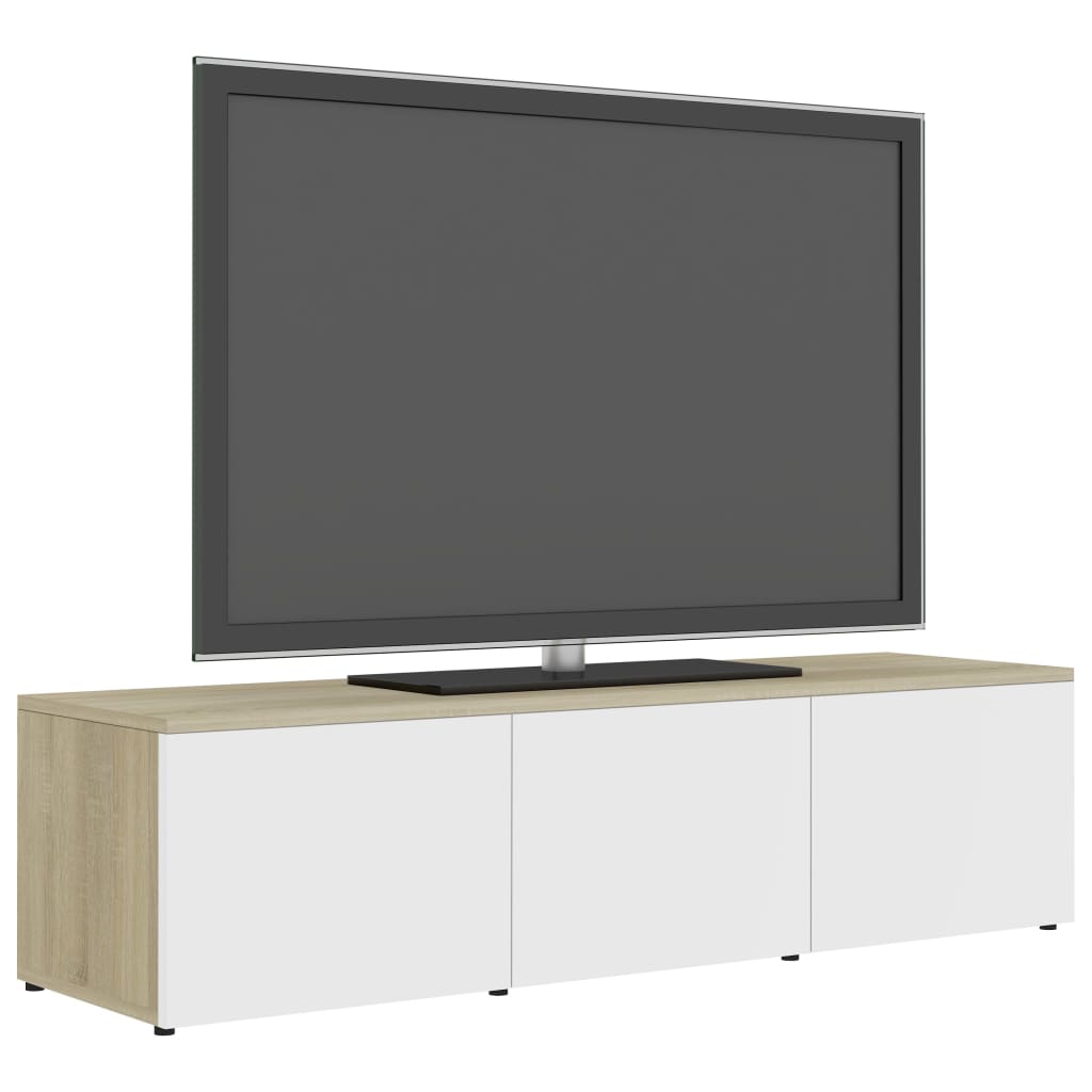 vidaXL TV-taso valkoinen ja Sonoma-tammi 120x34x30 cm lastulevy