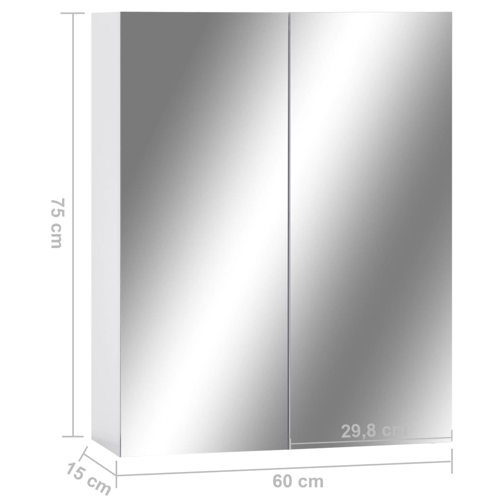 vidaXL Kylpyhuoneen peilikaappi valkoinen 60x15x75 cm MDF