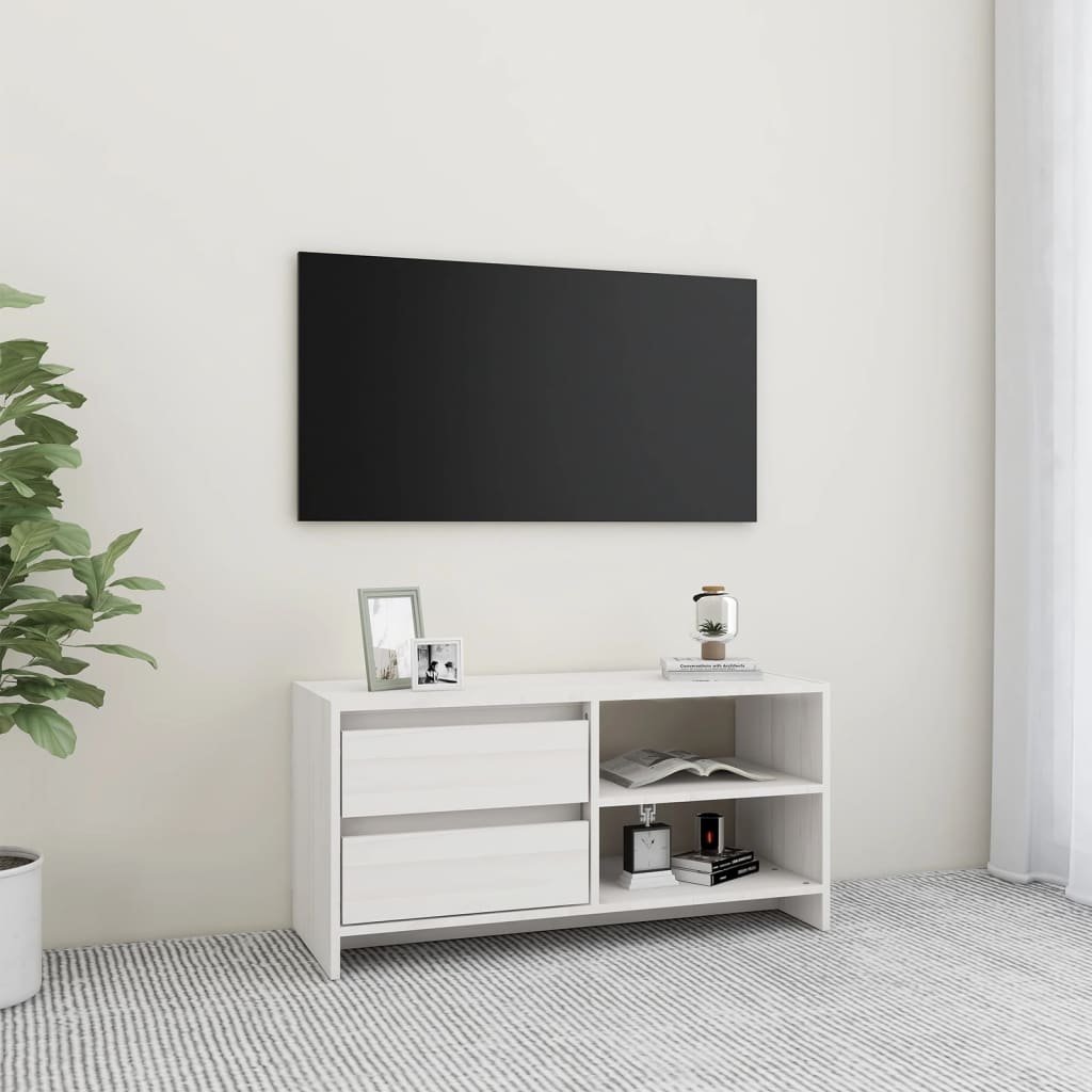 vidaXL TV-taso valkoinen 80x31x39 cm täysi mänty