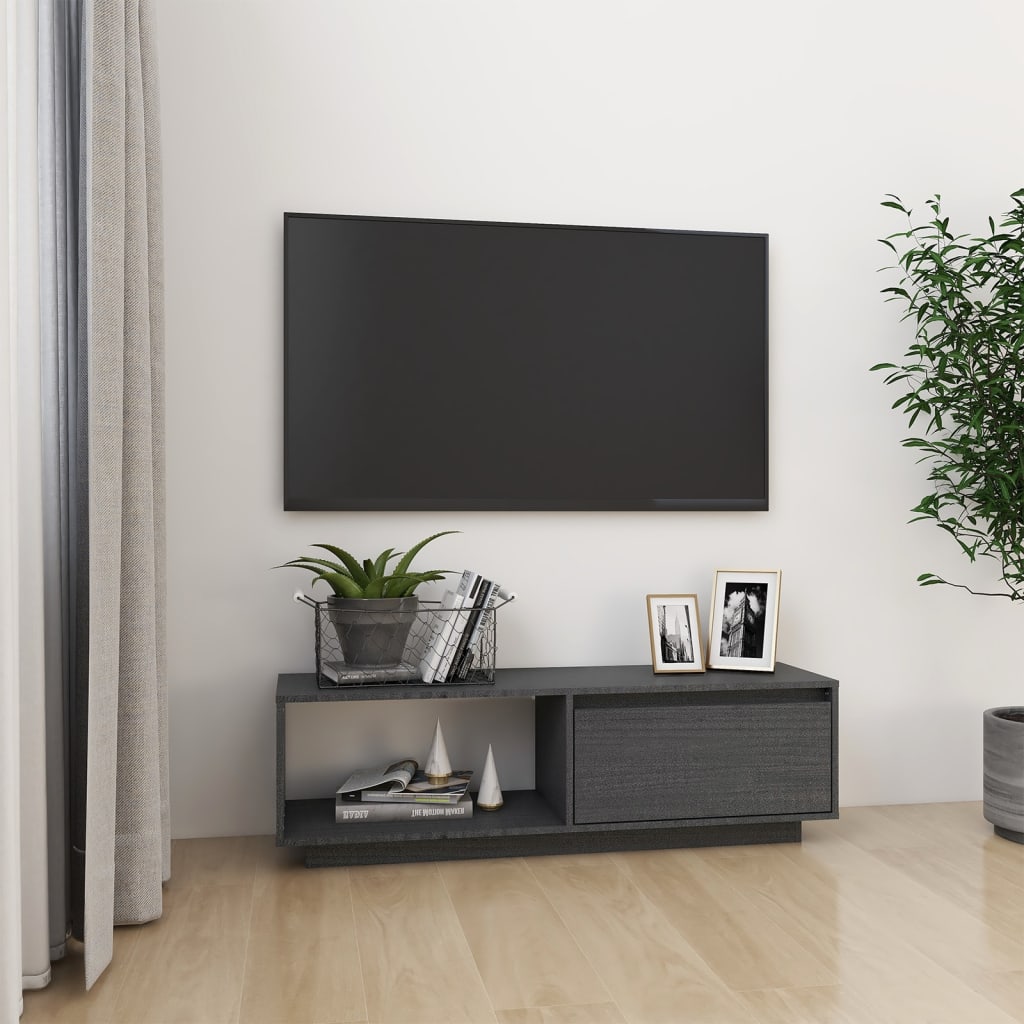 vidaXL TV-taso harmaa 110x30x33,5 cm täysi mänty