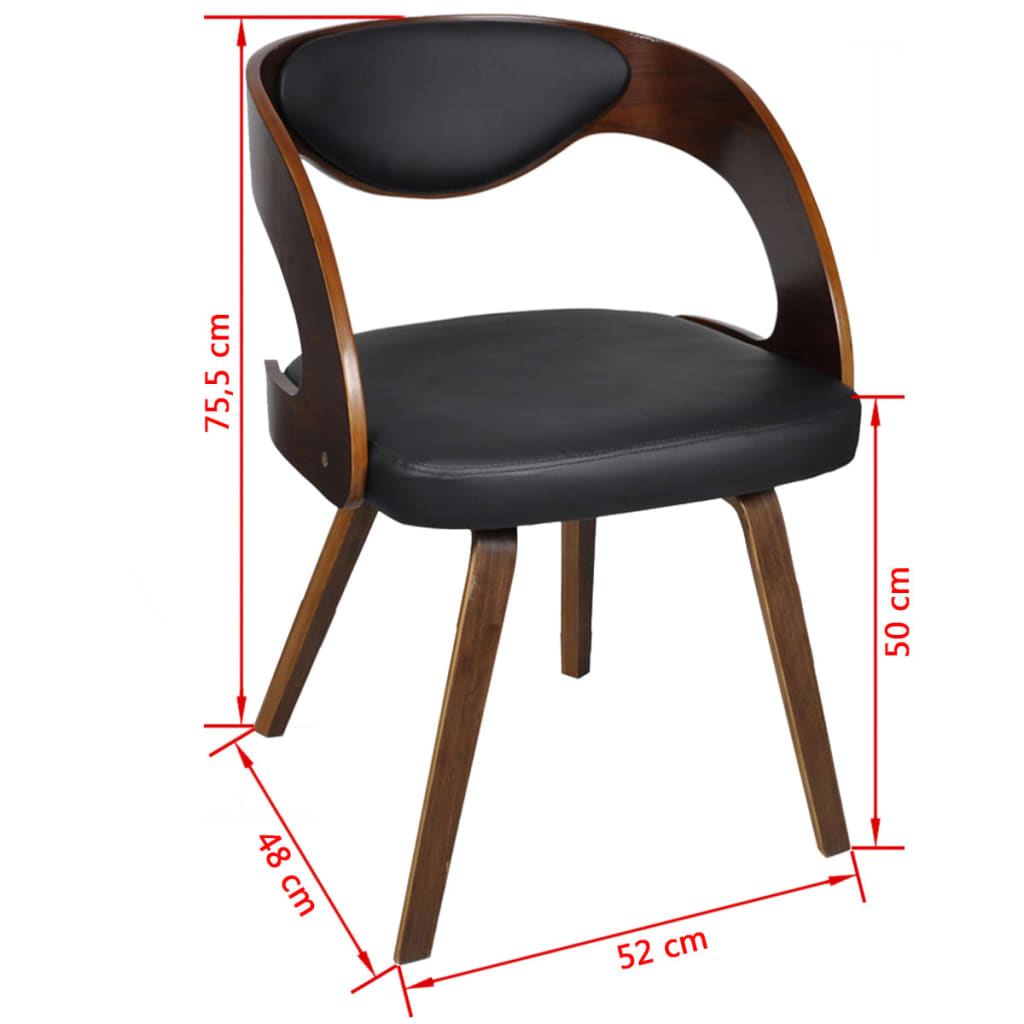 vidaXL Ruokapöydän tuolit 4 kpl ruskea taivutettu puu ja keinonahka