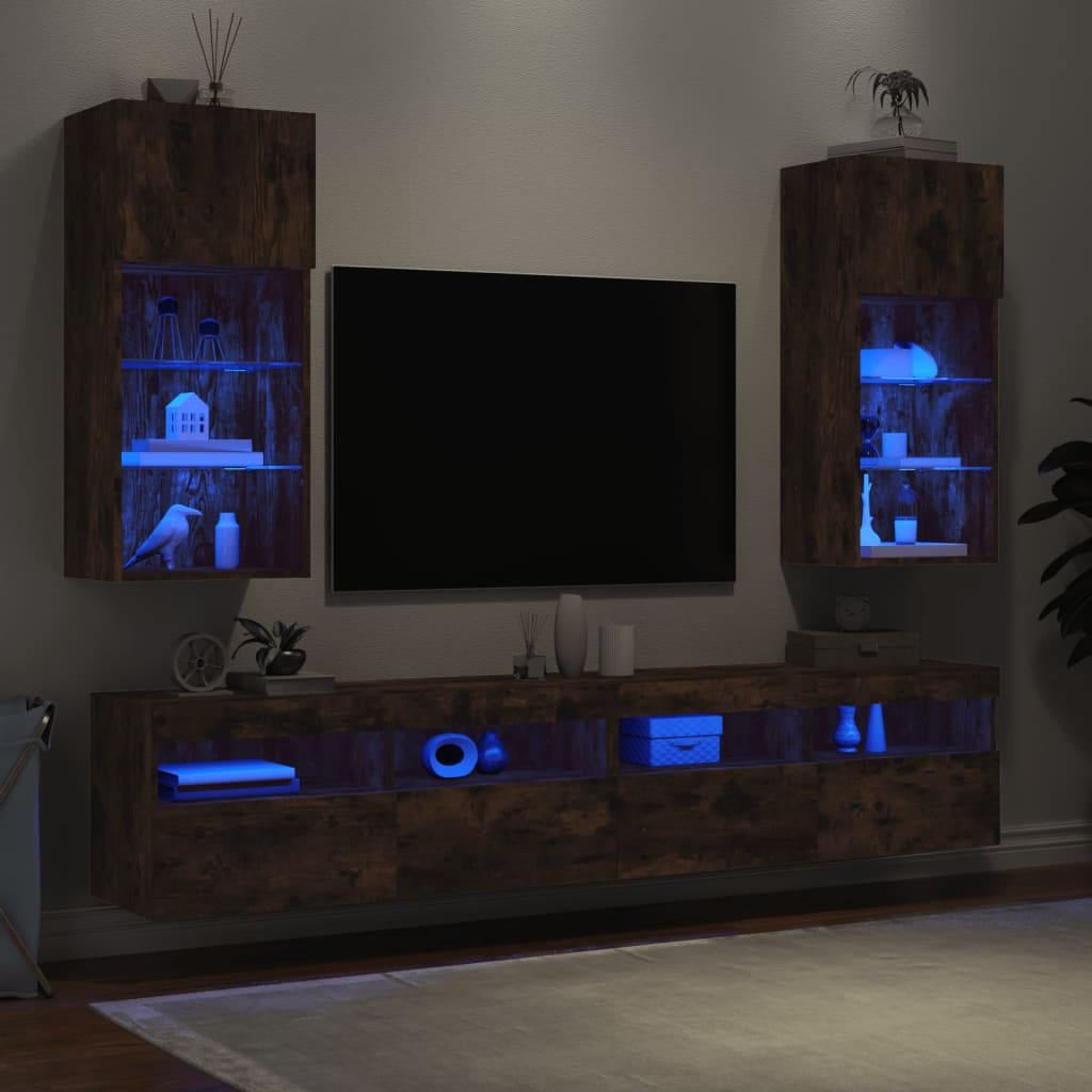 vidaXL TV-kaapit LED-valoilla 2 kpl savutammi 40,5x30x90 cm