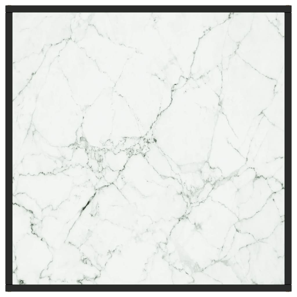 vidaXL Sohvapöytä musta valkoisella marmorilasilla 80x80x35 cm