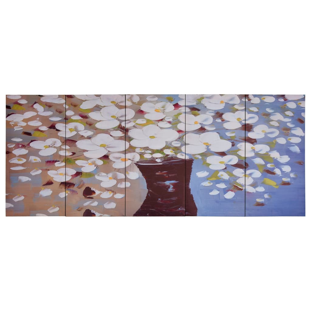vidaXL Kanvaasitaulusarja kukat ruukussa monivärinen 150 x 60 cm