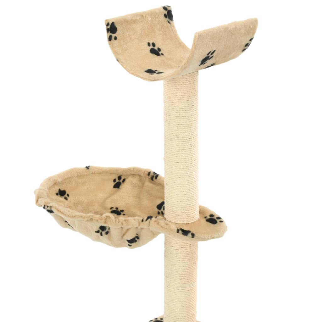 vidaXL Kissan raapimispuu sisal-pylväillä 105 cm tassunjäljet beige