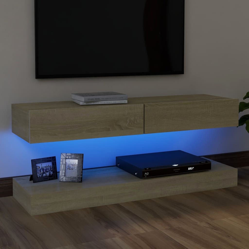 vidaXL TV-taso LED-valoilla Sonoma-tammi 120x35 cm