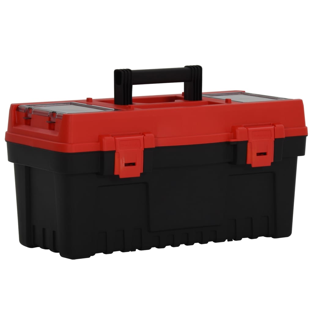 vidaXL 2-osainen Työkalulaatikkosarja musta ja punainen polypropeeni