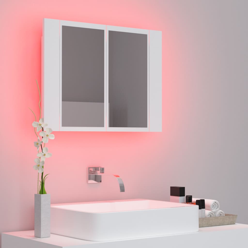 vidaXL Kylpyhuoneen LED peilikaappi valkoinen 60x12x45 cm akryyli