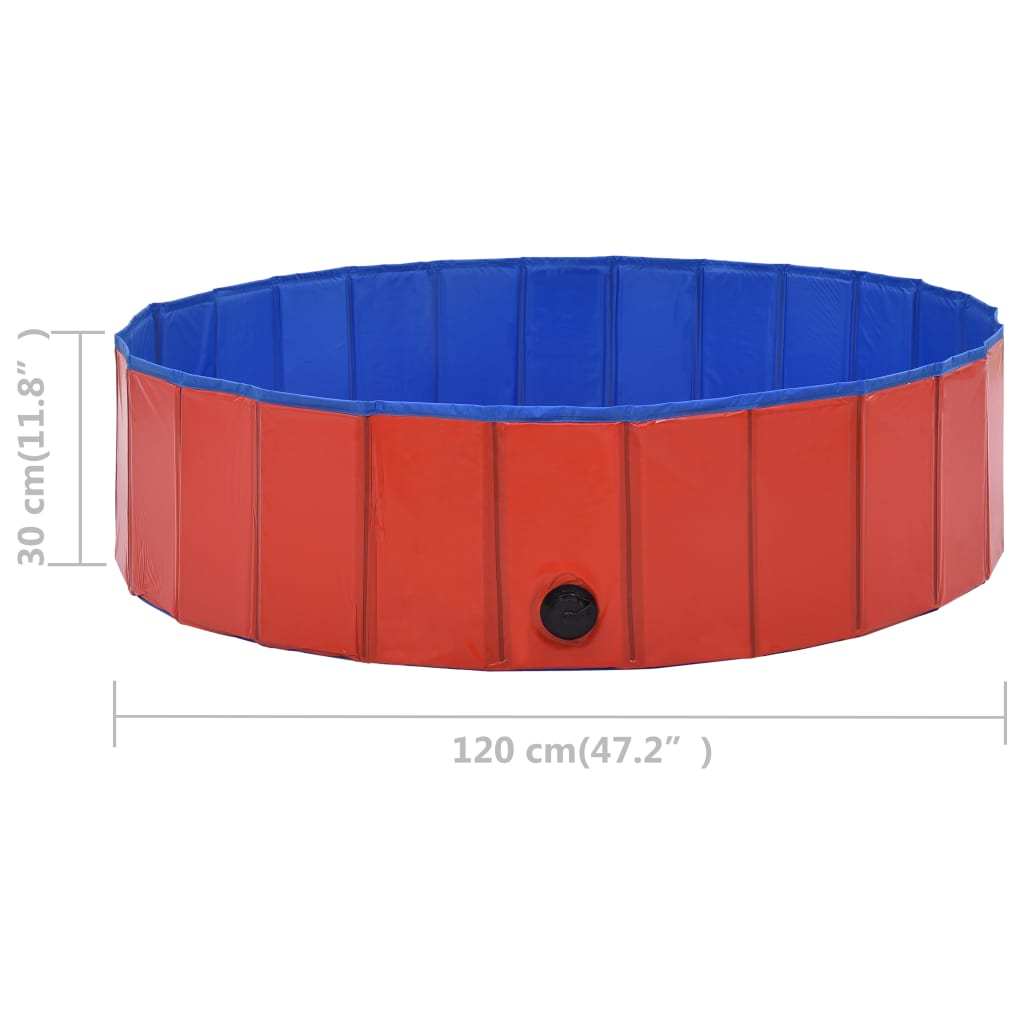 vidaXL Kokoontaitettava koiran uima-allas punainen 120x30 cm PVC