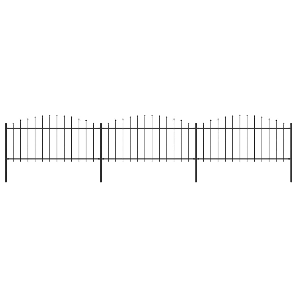 vidaXL Puutarha-aita keihäskärjillä teräs (0,5-0,75)x5,1 m musta