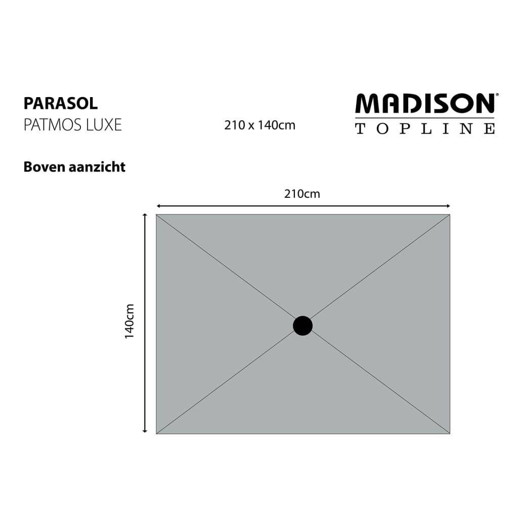 Madison Päivänvarjo Patmos Luxe suorakaide 210x140 cm vaaleanharmaa