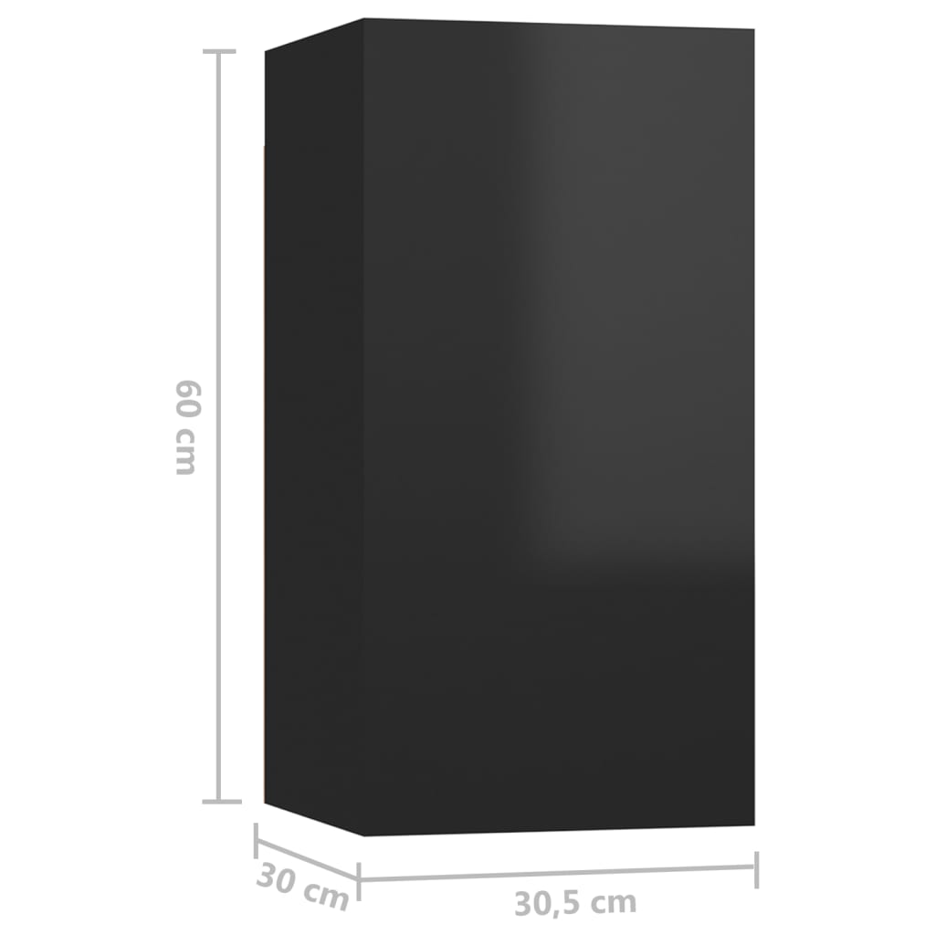vidaXL TV-tasot 2 kpl korkeakiilto musta 30,5x30x60 cm lastulevy