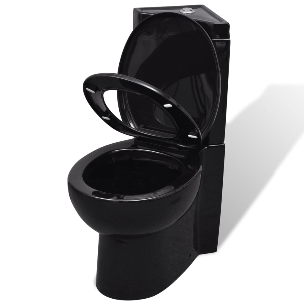 vidaXL Keraaminen WC-istuin kulma musta