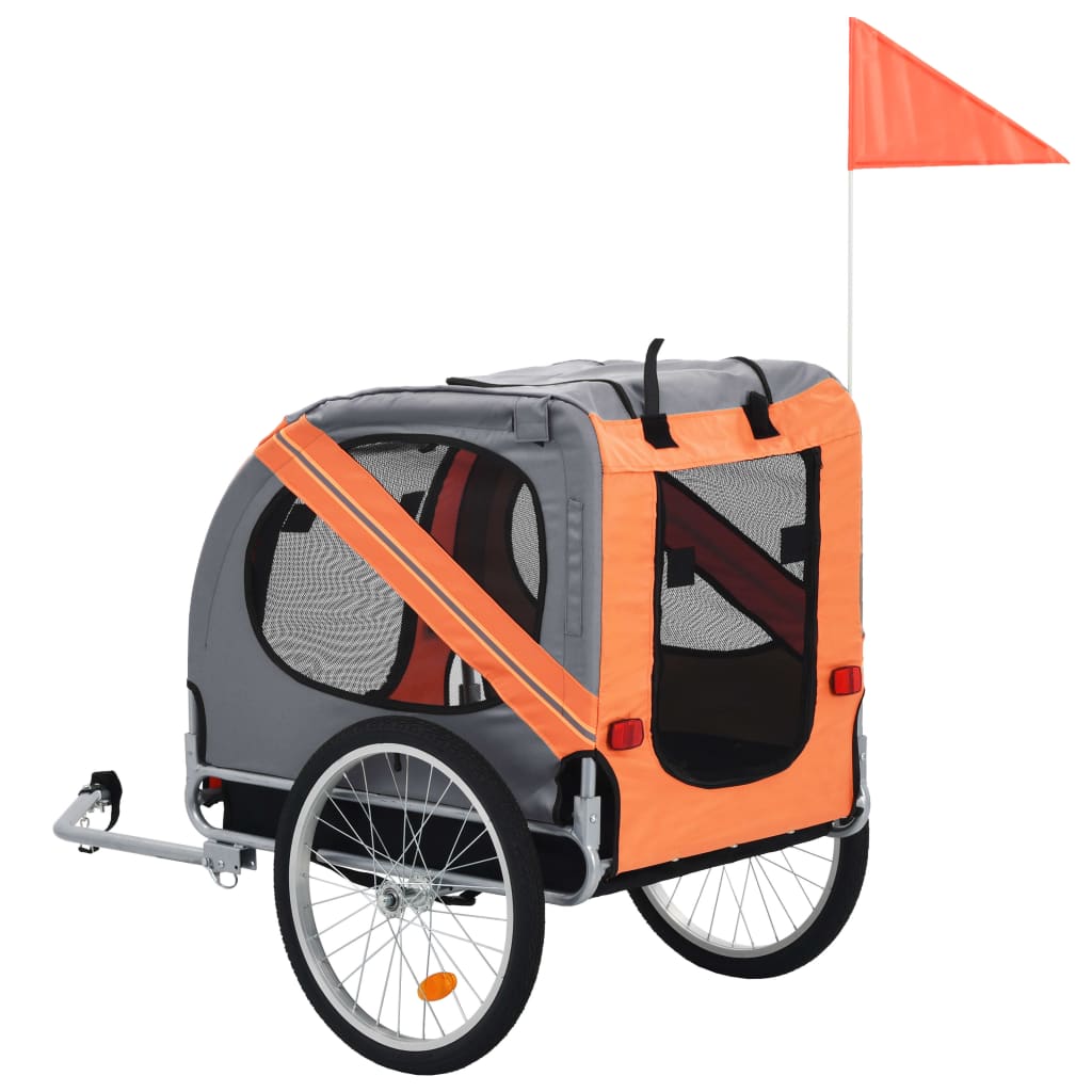 vidaXL Lemmikinkuljetuskärry polkupyörään oranssi ja harmaa