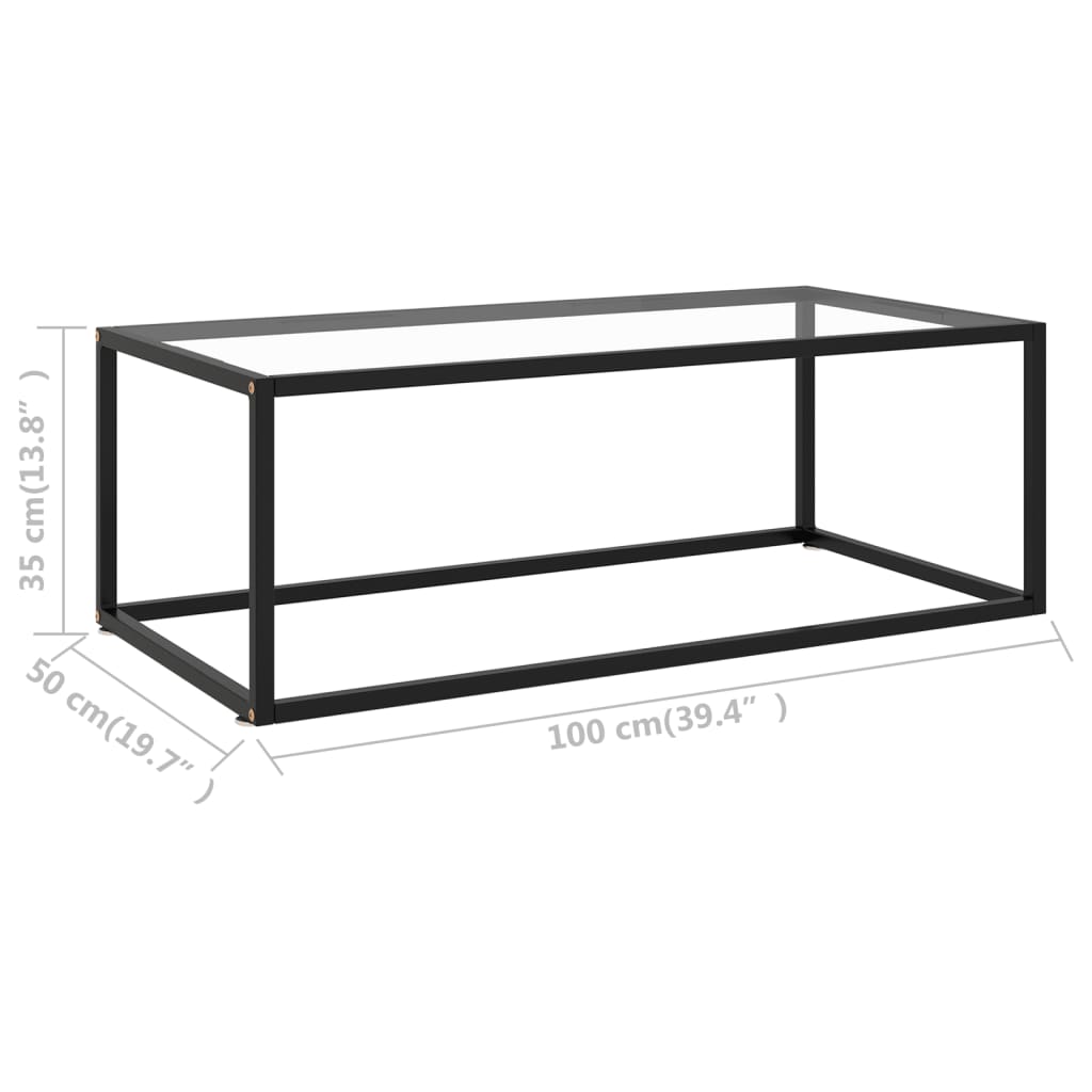 vidaXL Sohvapöytä musta karkaistu lasi 100x50x35 cm