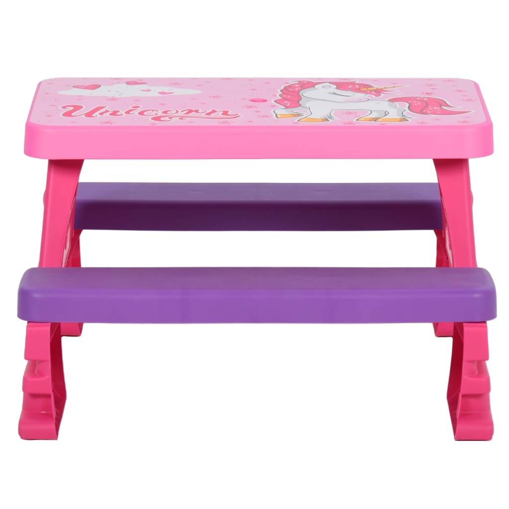 vidaXL Lasten piknikpöytä penkeillä 79x69x42 cm pinkki