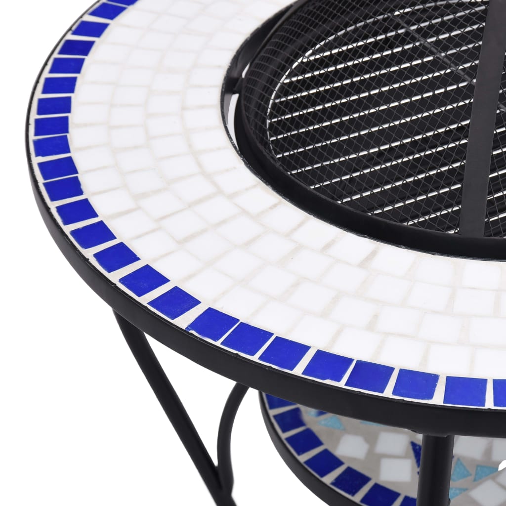 vidaXL Mosaiikkipöytä tulisijalla sininen ja valkoinen 60cm keramiikka