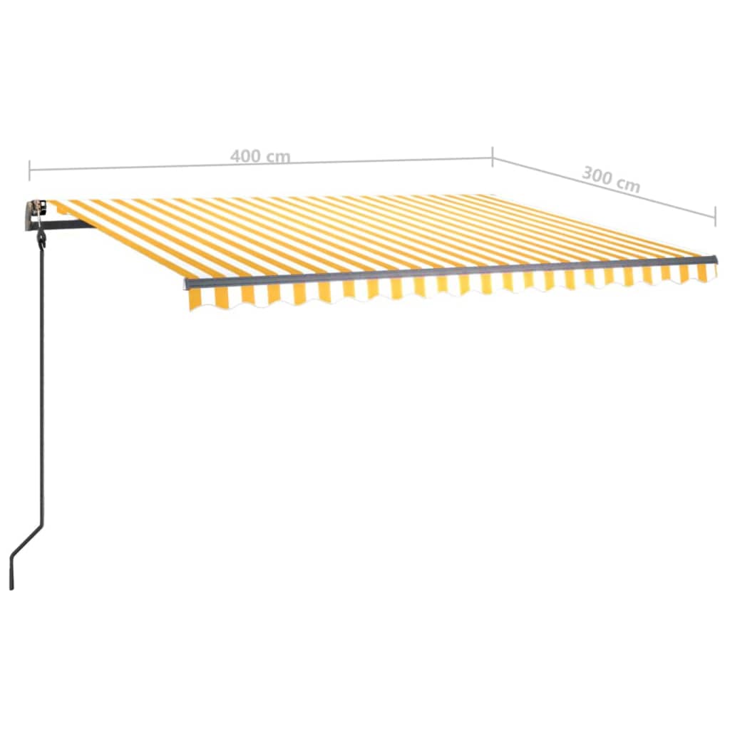 vidaXL Manuaalisesti kelattava markiisi LED-valot 4x3 m keltavalkoinen