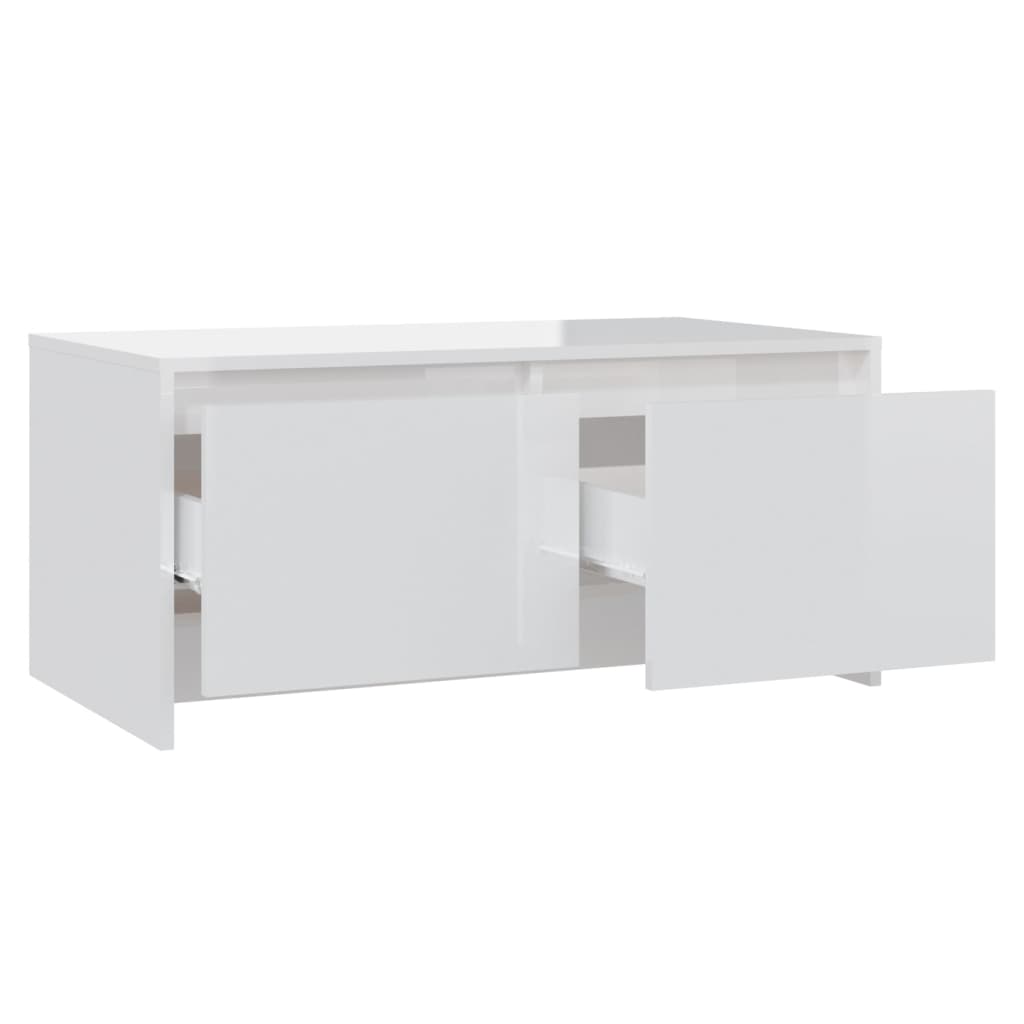 vidaXL Sohvapöytä korkeakiilto valkoinen 90x50x41,5 cm lastulevy