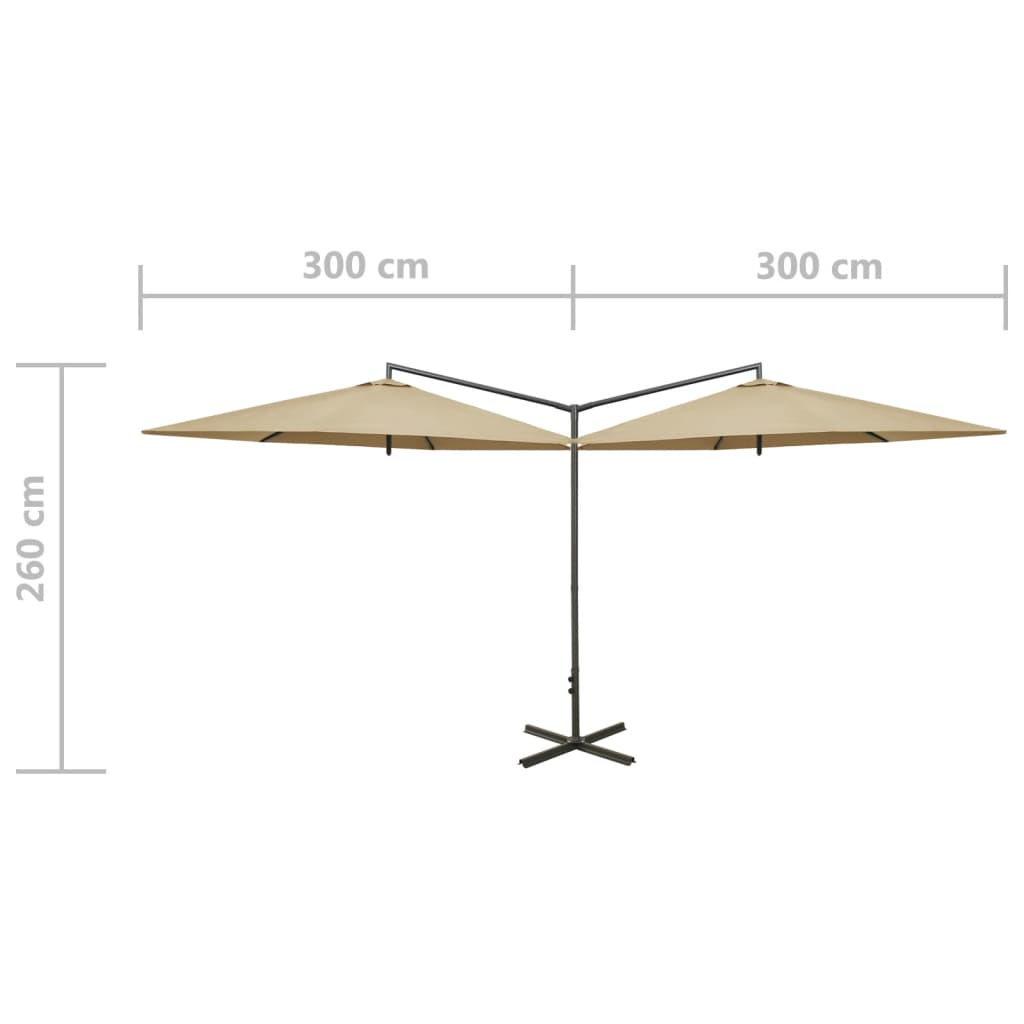 vidaXL Tupla-aurinkovarjo terästanko harmaanruskea 600 cm