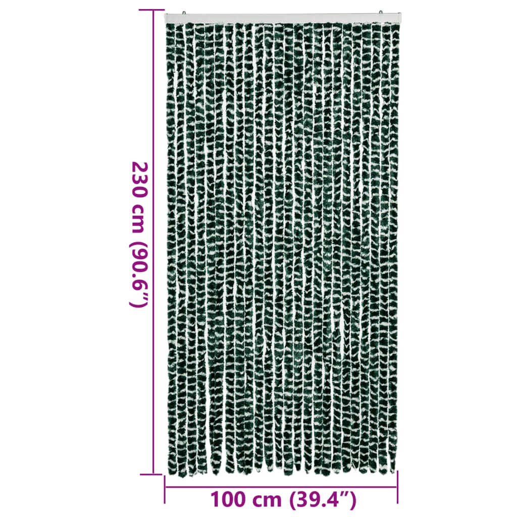 vidaXL Hyönteisverho vihreä ja valkoinen 100x230 cm chenille